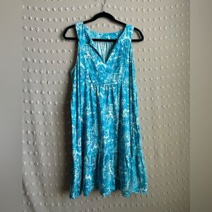 Lily Pulitzer Lindy Dress Amalfi‎ Blue Tiered Sleeveless Sz L Blue